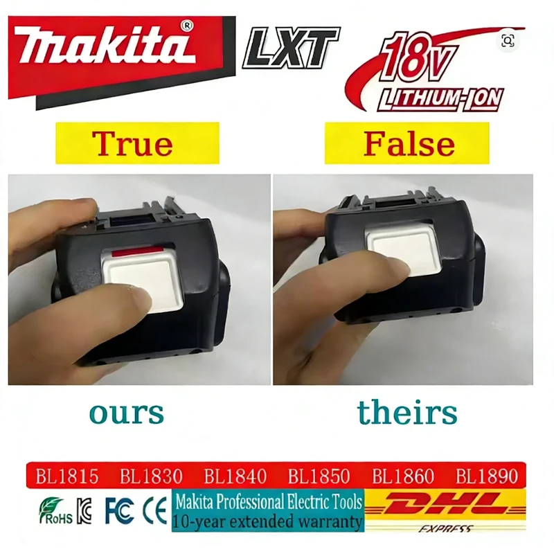 

Original Makita battery,18V 6.0Ah rechargeable battery, replacing Makita BL1830B L1840B L1850B L1860B,power tool ba