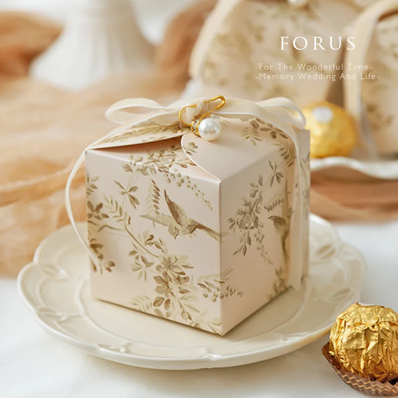 20/50pcs Wedding Candy Box Ribbon Box Party Package Candy Chocolate Favor Gifts Boxes For Guests  Recyclable Easy To Fold