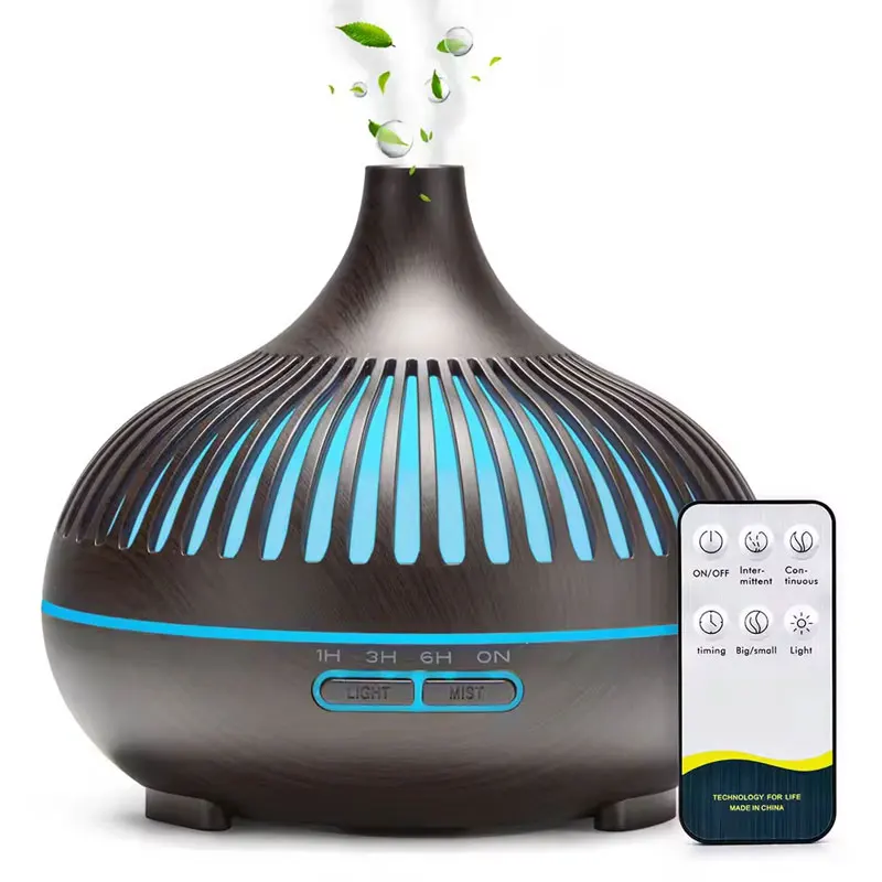 

2025 Wood Grain Remote Control Ultrasonic Air Humidifier 500ML Aromatherapy Essential Oil Diffuser Cool With 7-Color LED Light