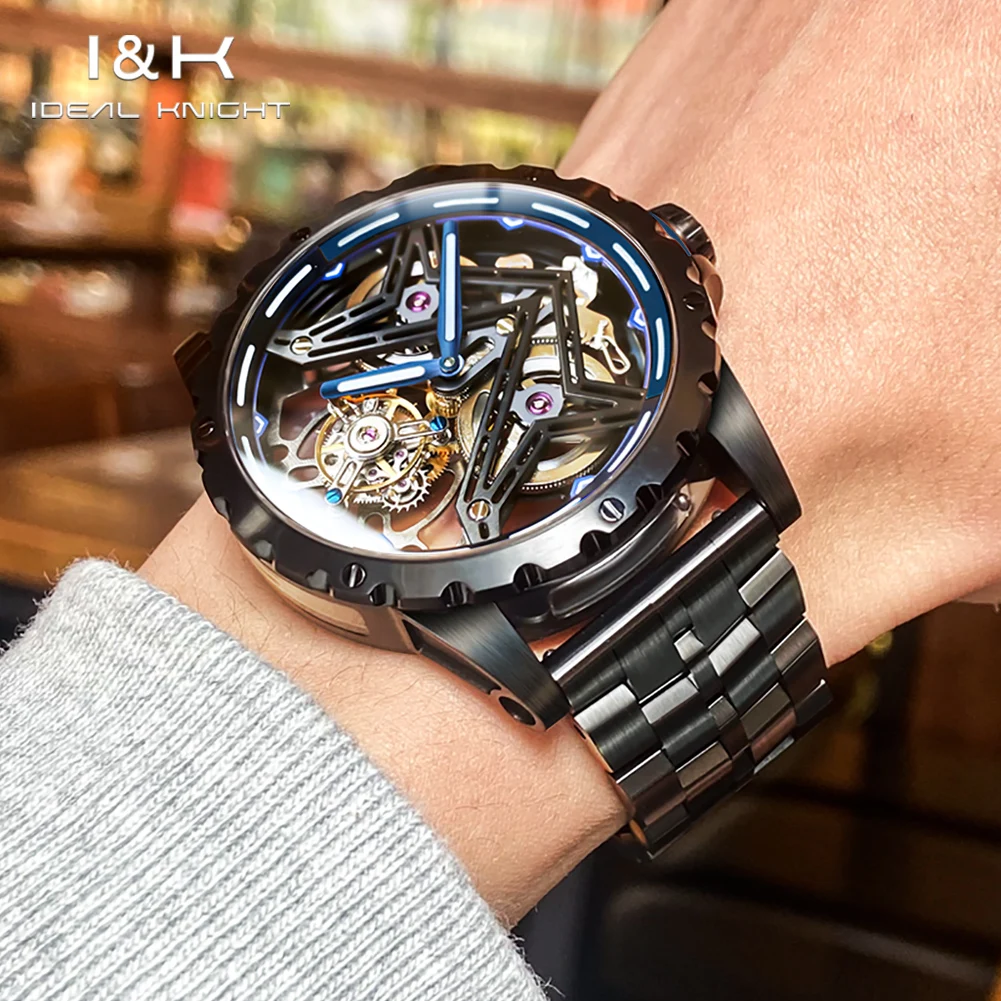 IDEAL KNIGHT Tourbillon Men Watch Full Hollow Great Wall Series Limited Edition Luxury Brand Men Automatic Mechanical Watch 6803