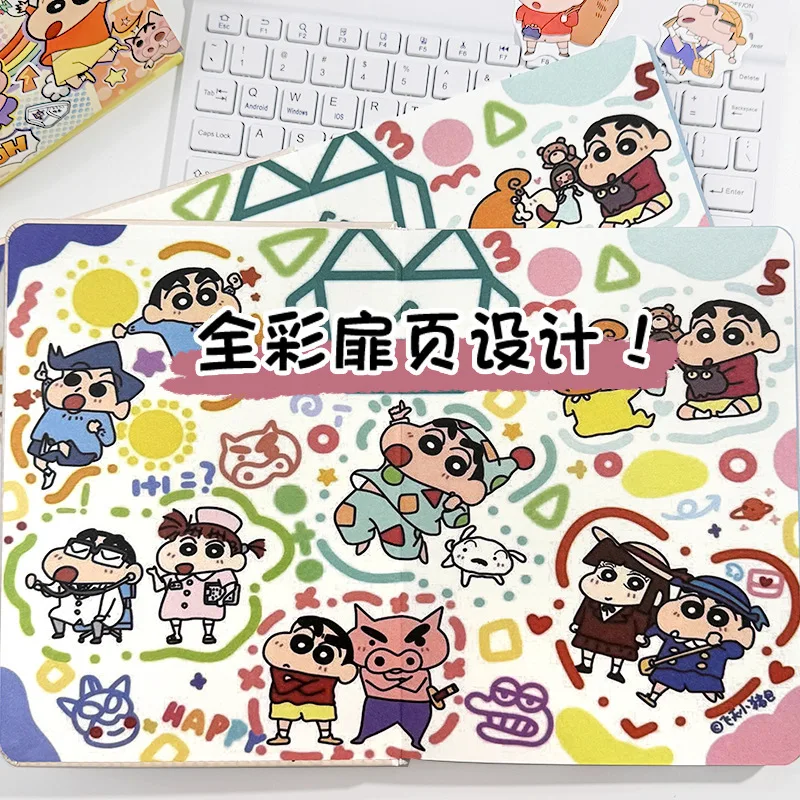 

Crayon Shin chan Notebook Cartoon A5 Leather Notebook Full Color Drawing Inner Page Cute High Beauty Handbook Book Girl Gift
