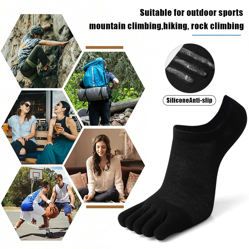 3 أزواج الرجال خمسة أصابع جوارب رياضية لينة دائم تنفس خمسة تو الجوارب منفصلة تو غير مرئية المنخفضة قطع الجوارب الصيف