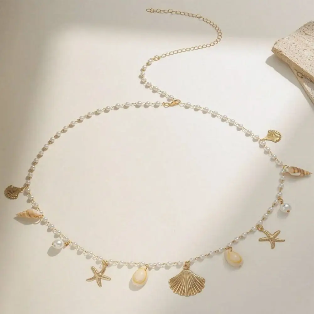 Hot Selling Monolayer Starfish Shell Pendant Hollow Out Alloy Waist Chain Beach Bikini Body Chain
