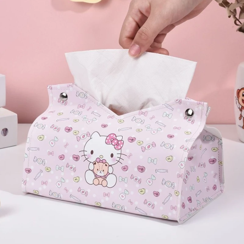 Hello Kitty Cute Tissue Box Home Living Room Bedroom Wear Resistant Dirt Resistant Waterproof Multipurpose Cosmetics Storage Box