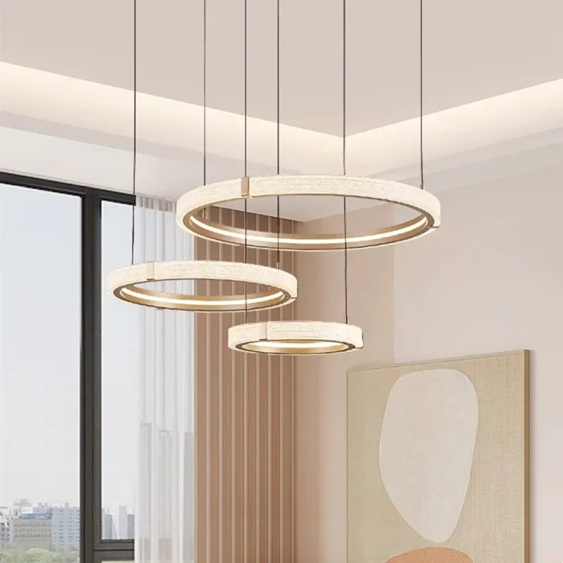 현대 반지 Led 샹들리에 아크릴 다이닝 거실 센터 테이블 침실 램프 홈 장식 디 밍이 가능한 매달려 전등