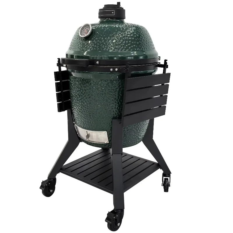 

Manufacturer Large Size 22 Inch Glossy Forest Green Ceramic Bbq Grill Kitchen Charcoal Egg Shaped Barbecue Grill KAMADO JOE