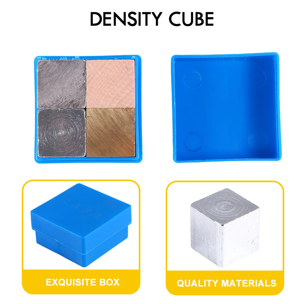 

4pcs 2Cm Density Cubes Set Aluminum Wood Copper Iron Blocks Polished Teaching Instruments Physics Lab Equipment Display Gift