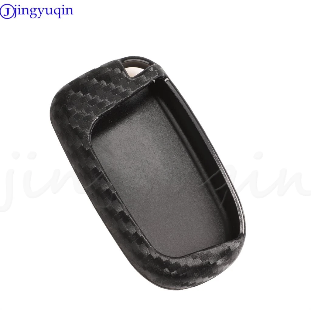 jingyuqin Carbon Silicone Car Key Case For Dodge Journey Charger for Jeep Renegade Grand Cherokee for Chrysler 200 300