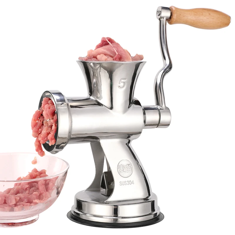 Hand Operated Meat Grinder Multifunctional Kitchen Appliance 304 Stainless Steel Home Manual Sausage Stuffer Mincer (Col