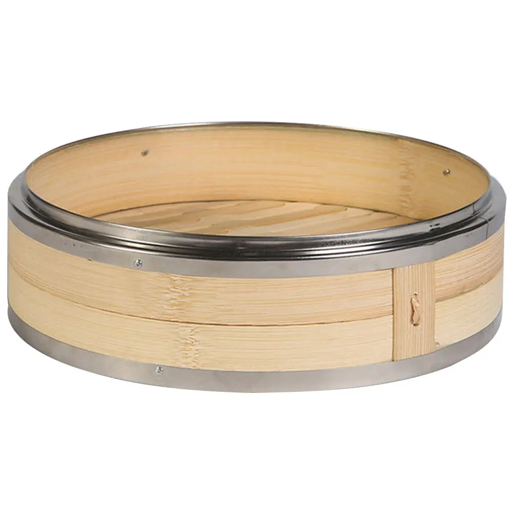 Bamboo Steamer Basket Stainless Steel Border Kitchen Bamboo Food Steamer for Dumplings Veggies Fish Chinese Food