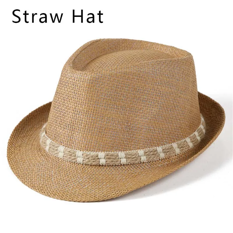 Straw Fedora Hat for Men Women Sun Protection Breathable Summer Sun Hat British Vintage Jazz Cap Outdoor Beach Panama Hat