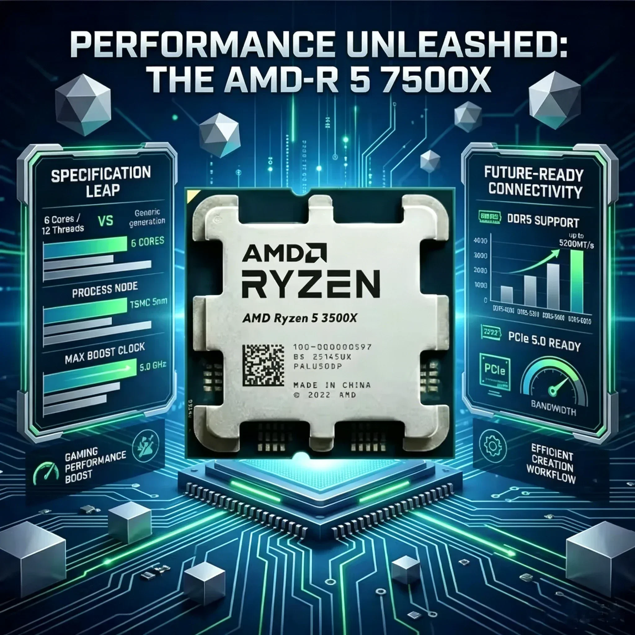 AMD Ryzen 5 3500X R5 3500X Desktop Gaming Processor CPU AM4 DDR4 Socket 6-Core 6-Thread 3.6GHz 4.1GHz 65W TDP