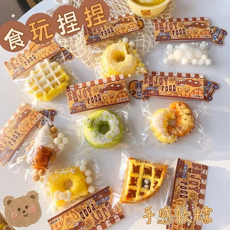 Squishy Food Creative Kids Fidget Toy simulazione exquisite Waffle Bread Toast Donuts Slow Rising Squeeze giocattoli antistress