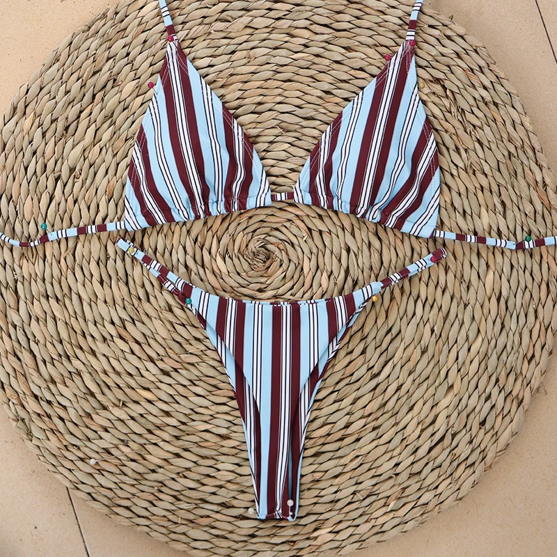 Micro Bikinis 2026 New Swimwear Women Swimsuit Sexy Brazilian Bikini Set Stripe Print Beachwear Bathing Suit Biquini Female image 5