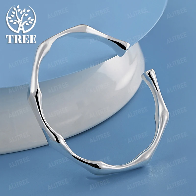 

Fashion 925 Sterling Silver Bamboo Joint Opening Bangle Women Charm Jewelry Birthday Party Anniversary Gift Accessories