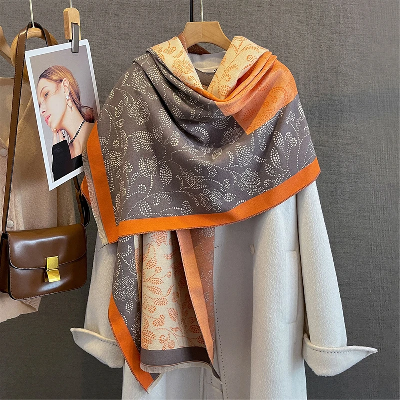 

New Luxury High Quality Winter Cashmere Jacquard Scarves for Women Thicken Wrap Shawl Lady Pashmina Scarf Bufanda Poncho Stole