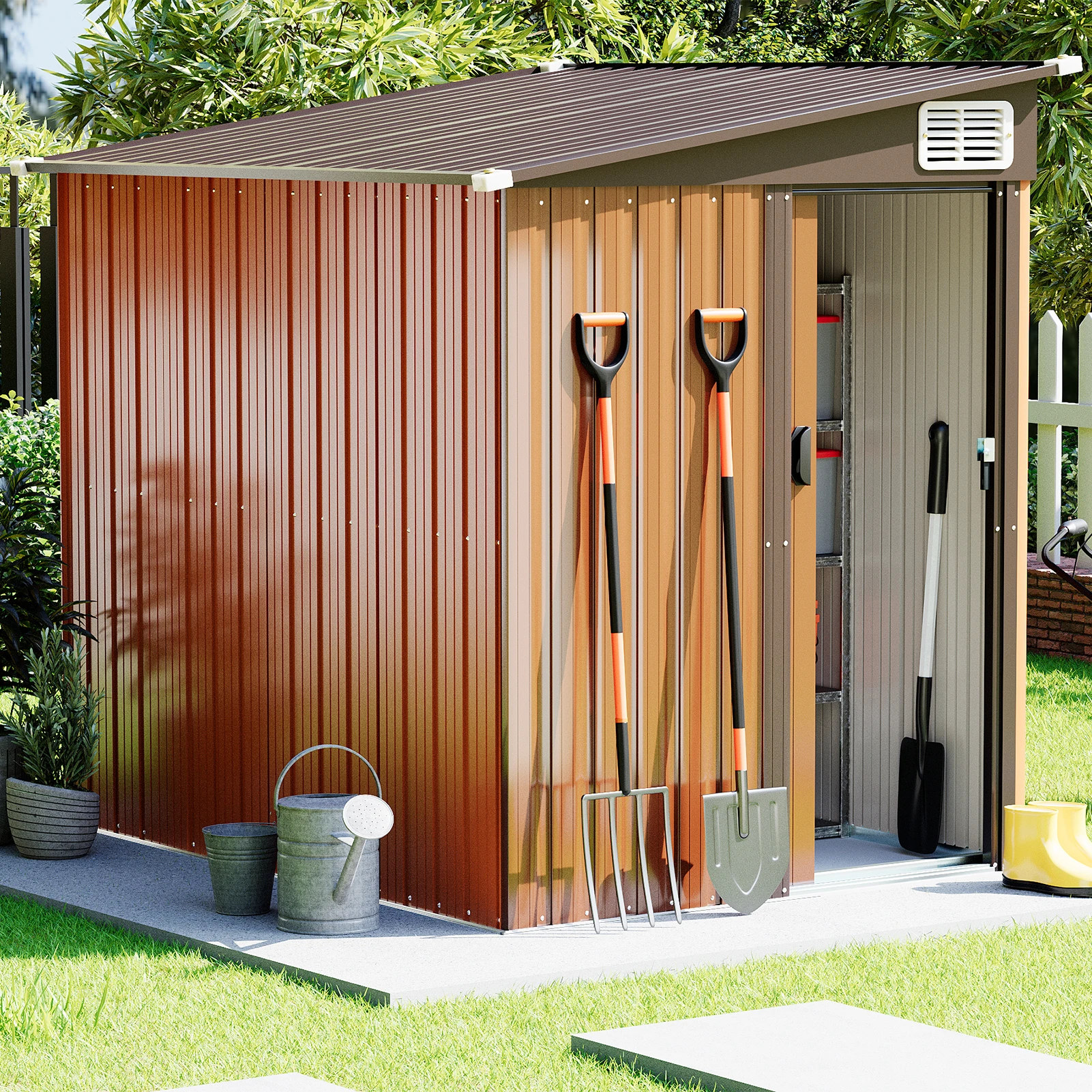 Outdoor Storage Shed, Metal Sheds&Outdoor Storage w/Lockable Door & Vents,Garden Shed, Tool Storage Shed for Backyard Patio Lawn