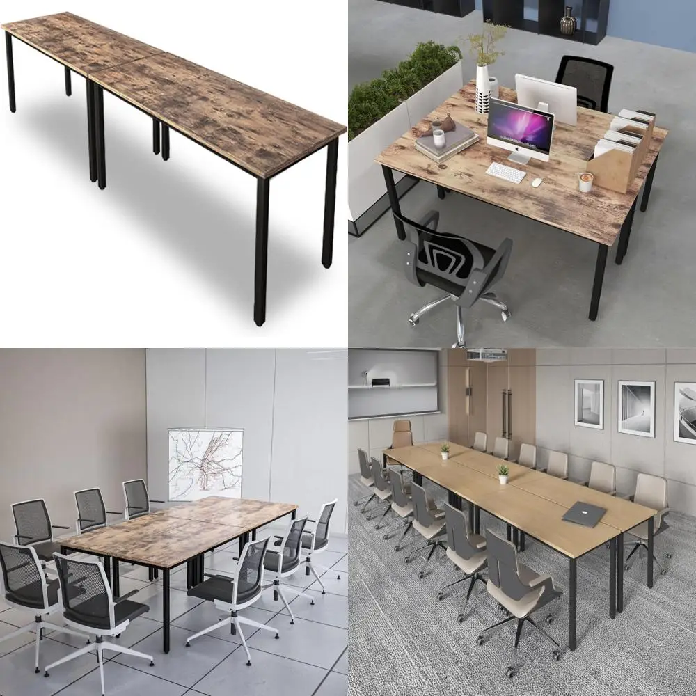 Elegant 9ft Rustic Conference Table for Office Meetings, Study, Writing, Printer, and Podcasts, Accommodating 4-8 People