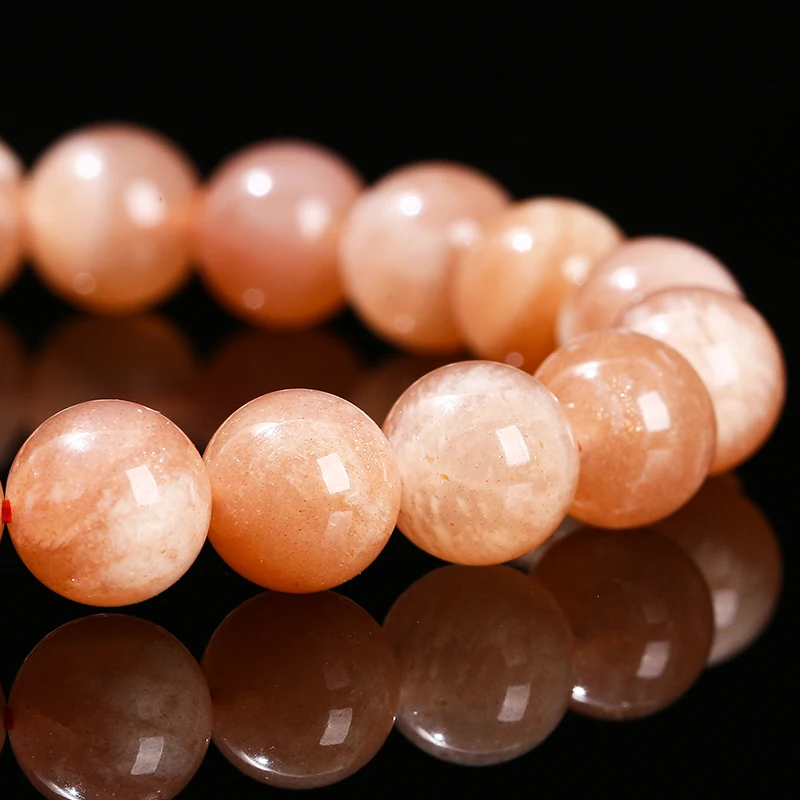 JD Natural Sunstone Beads DIY Beads Bracelets For Women Jewelry Gift Elastic Cord Men Healing Energy Bangle Wristband Gifts