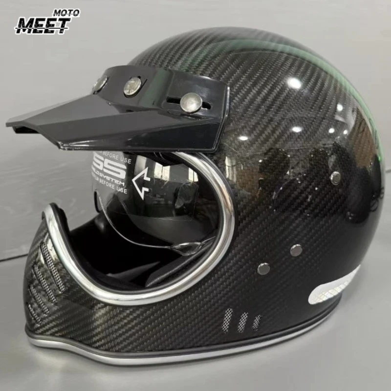 

Forged Carbon Fiber Ultra-light Helmet for Motorcycle Men Women， MINI Helmet Calf Racer Casco Moto Scooter for Honda