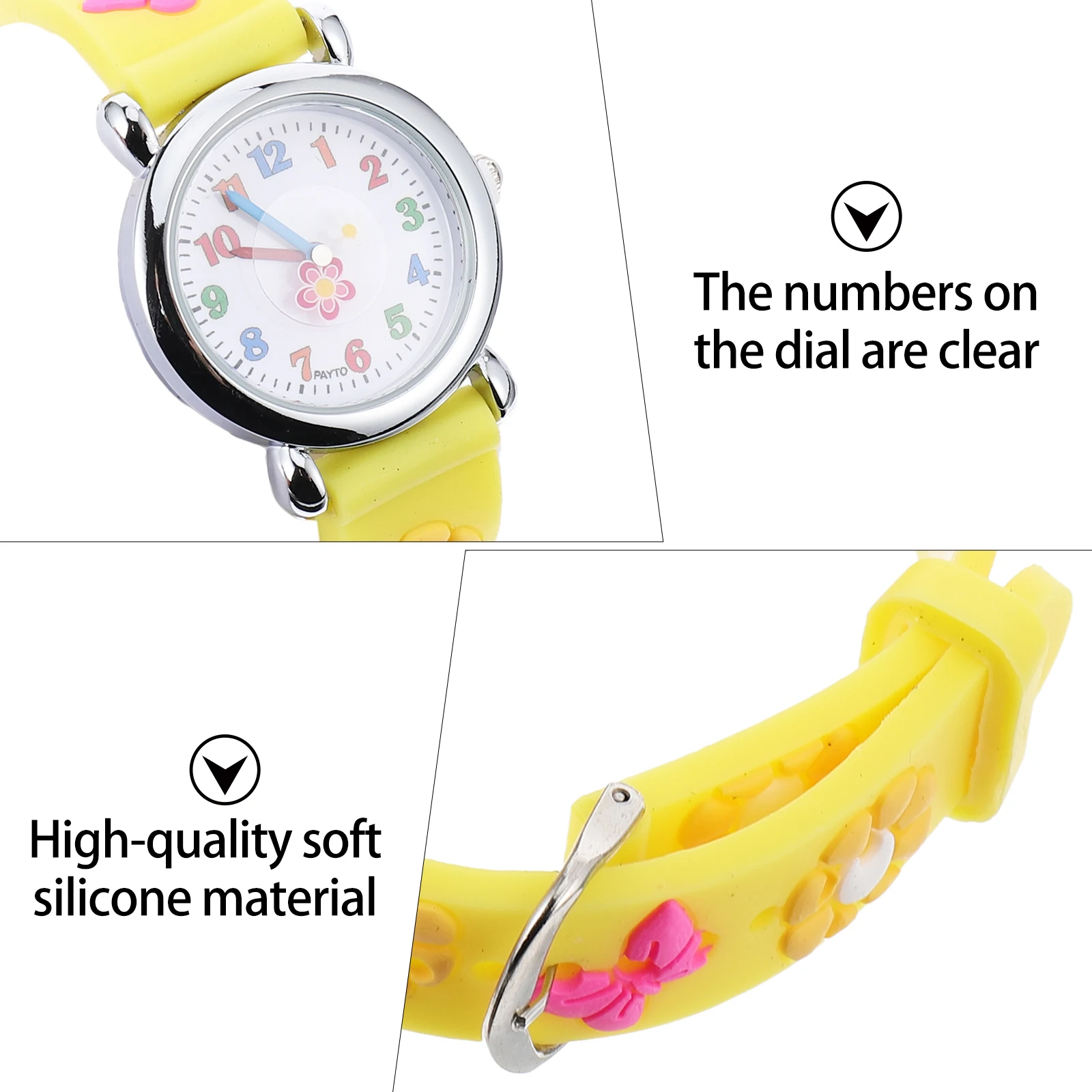 Lovely Flowers Pattern Kids Silicone Wrist Watch Adjustable Cartoon Children Wristwatch Clear Dial Gift For Christmas Birthday