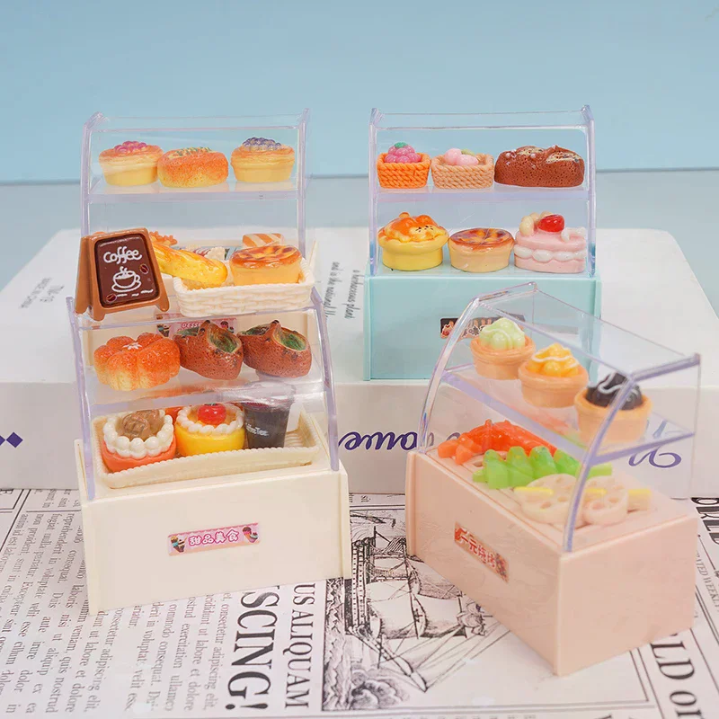 1/12 Dollhouse Mini Supermarket Convenience Store Display Rack Cabinet Model Dollhouse Micro Scene Ornament Kid Pretend Play Toy