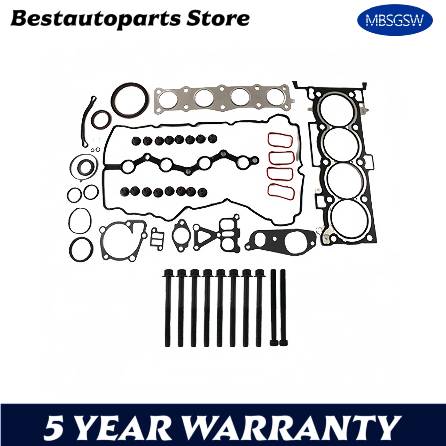 

G4KJ 2.4L Engine Overhaul Gasket Seal Kit & Head Bolt Set Fit Hyundai Kia Tucson