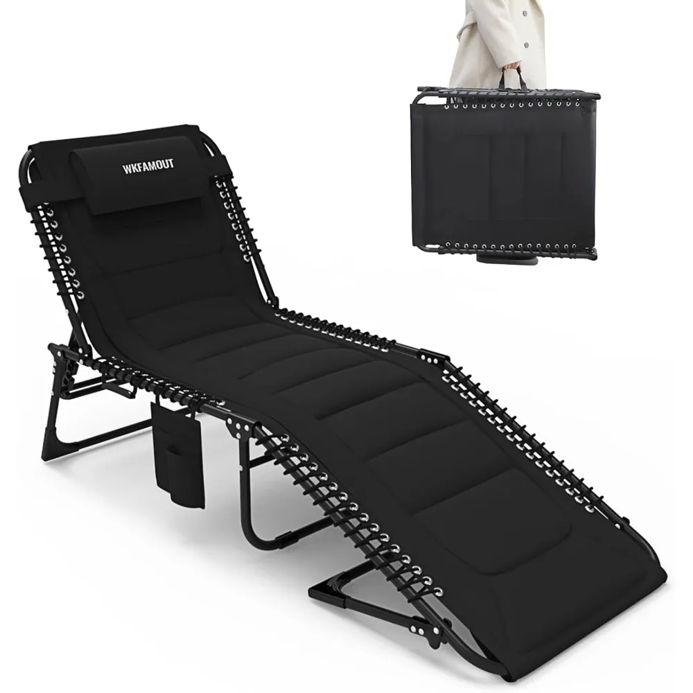 

Oversized Padded Outdoor Folding Lounge Chair for Adults 440Ibs Patio Chaise Lounge for Outside 5-Position Adjustable Reclining