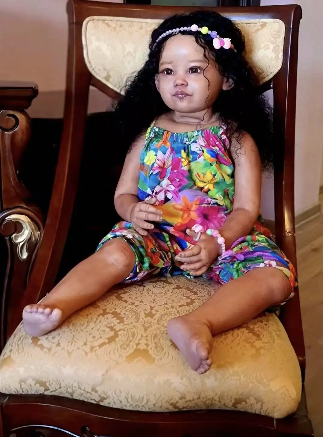 

St. Store 28inches Light Black Complexion Leonie Long Black Hair Reborn Doll Already Painted