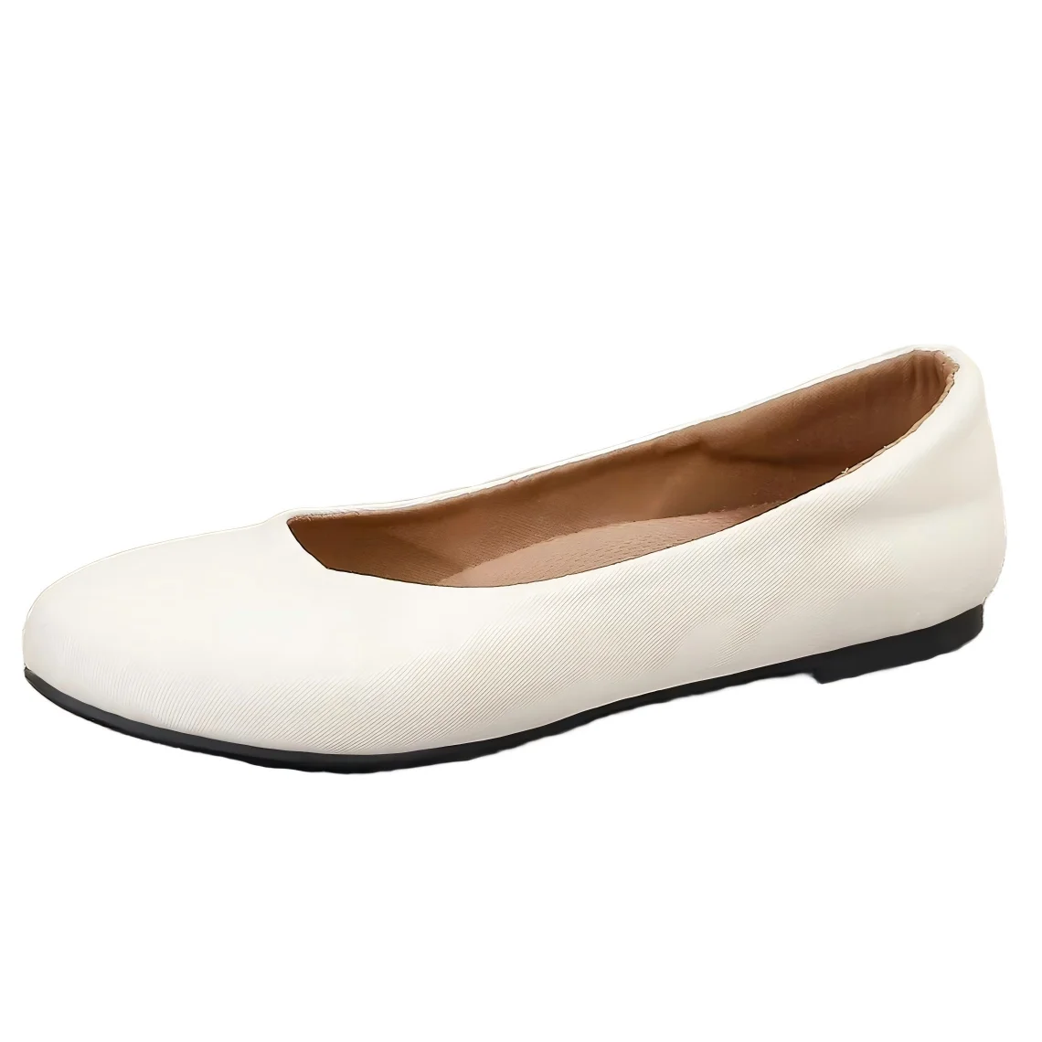

Women's White Ballet Flats – Soft Fabric Upper, Cushioned Insole, Flexible Sole for All-Day Casual Wear