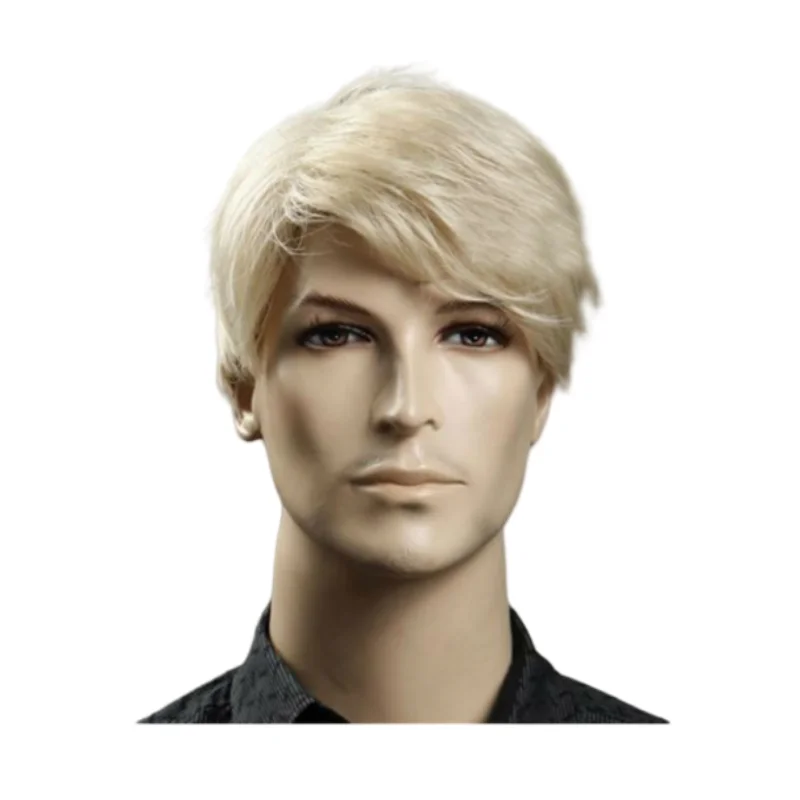 Male Wig Blond Short Hair for Men Side Swept Bangs Costume Man Wig Hair for Cosplay