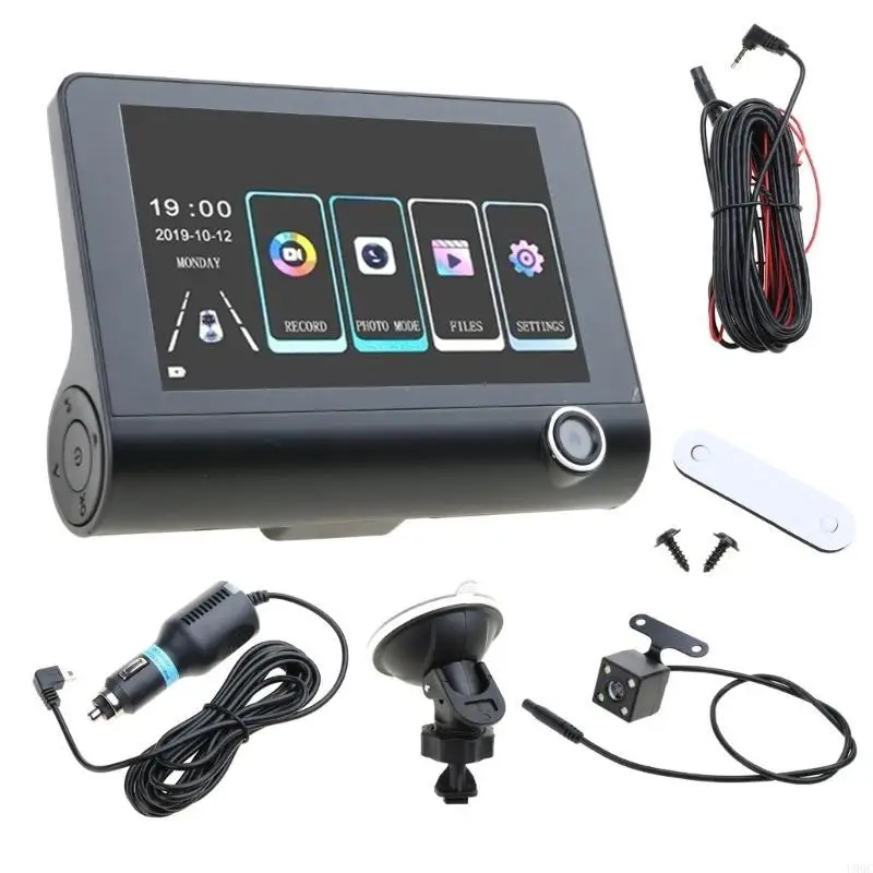 2025 New Car DVR 3 Cameras Full High-Definition 1080P Video Recorder Auto Registrator LCD-Screen View Camera Loop Recording