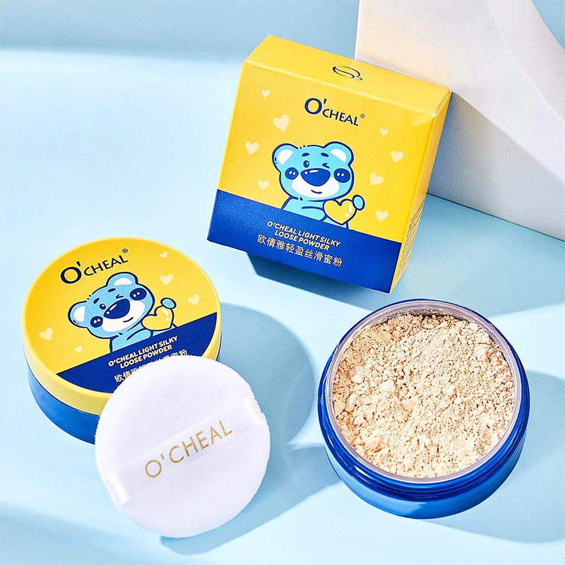 OCHEAL Whitening Facial Makeup With Waterproof Makeup Loose Setting Powder Evenly Applied Oil-Control Powder Foundation