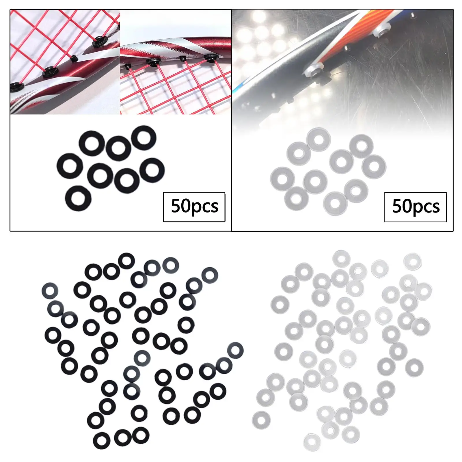 

50x Badminton Grommets for Double Single String Holes Inner Collapse Rings