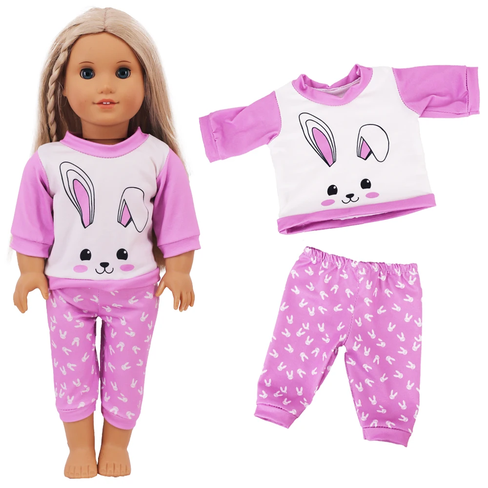 Zestaw ubranek dla lalek Kawaii ze wzorem zwierzęcym dla 43 cm lalki Born Baby, 18-calowa amerykańska lalka zabawki dla dziewczynek, prezent na