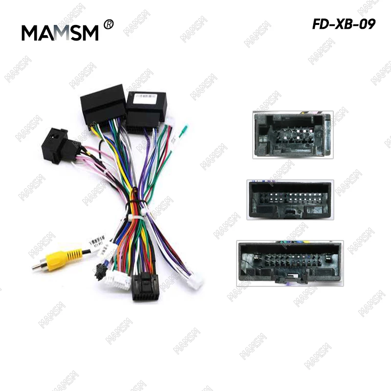 MAMSM Car 16pin Harness Adapter Canbus Decoder For Ford Fiesta Focus Fusion Escape Ranger Android Radio Power Cable FORD-RZ-09