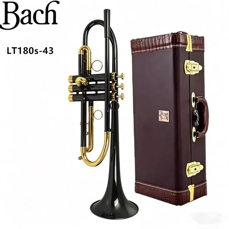 Stradivarius Bach LT180S-43 Trumpet Professional Black Nickel Gold B-flat Trumpet Top-grade Brass Instrument Heavyweight Model