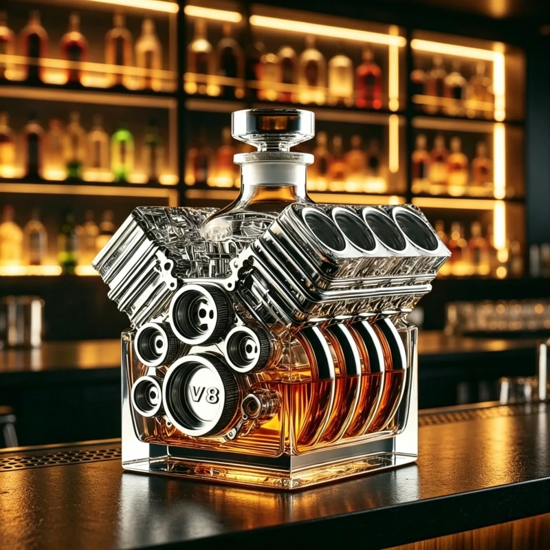 Conjunto de Decantador de Whisky com Garrafa de Vidro para Bar e Decoração de Casa, Item Colecionável