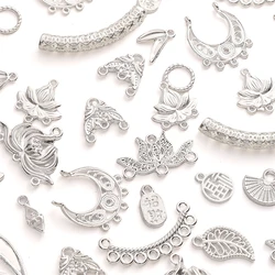 1-50Pcs New Chinese Style Alloy Charms Fan Flower Moon Shape Pendant for DIY Bracelet Earring Making Handmade Jewelry Findings