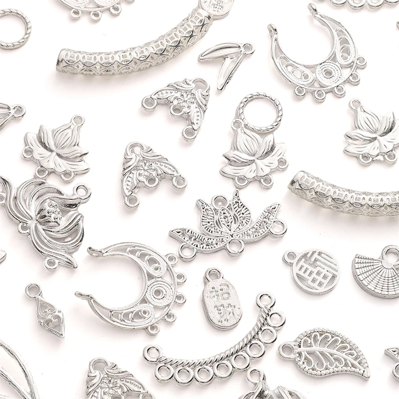 1-50 sztuk nowy chiński styl aluminiowe wisiorki wachlarz kwiat kształt księżyca wisiorek dla DIY bransoletka kolczyk dokonywanie ręcznie robionej biżuterii