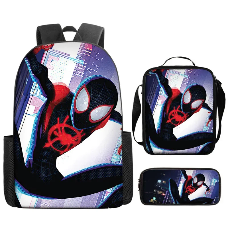 MINISO Disney Spider Man Kolorowy plecak z torbą na lunch Piórnik Casual Torby szkolne dla chłopców Student Superbohater 3szt Zestawy