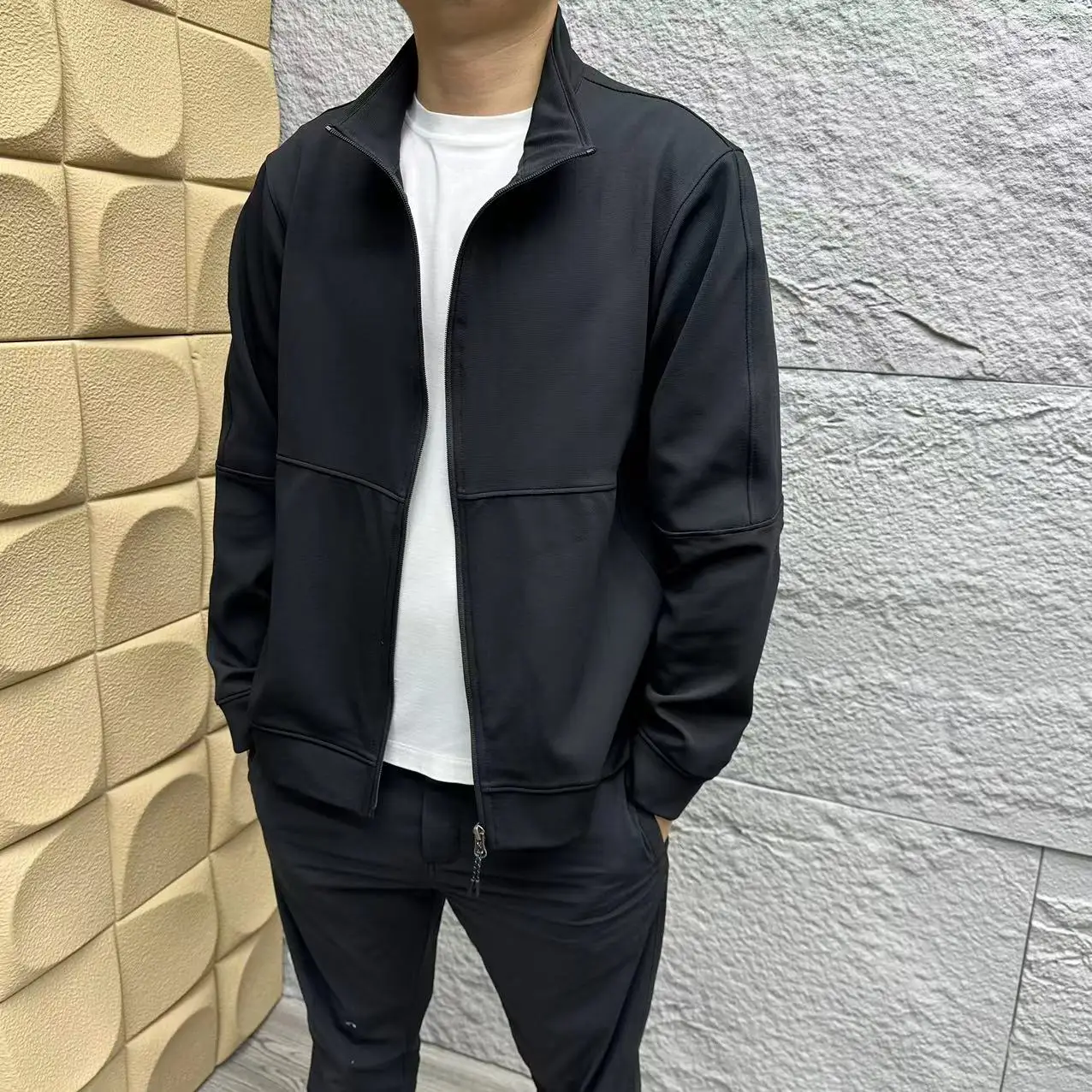 

Quali Selected Knitted Zipper Jaet Outdoor Sports Stand Collar Men's Outerwear Autumn New Arrival Simple Stand Fit Lon...