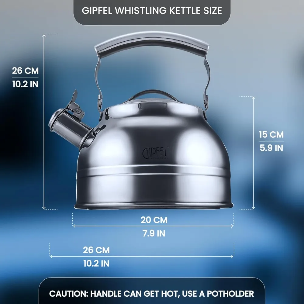 Whistling Tea Kettle Stovetop - Food Grade Stainless Steel Teapot for Stove Top with Ergonomic Handle for Gas