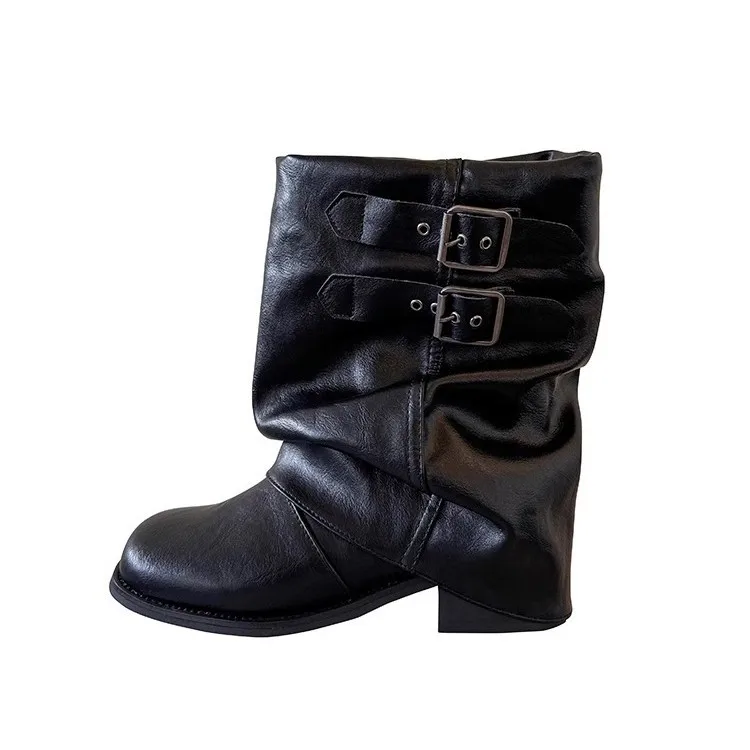 Short boots women's 2025 autumn and winter new item black super hot pants leg boots short boots women - view 5
