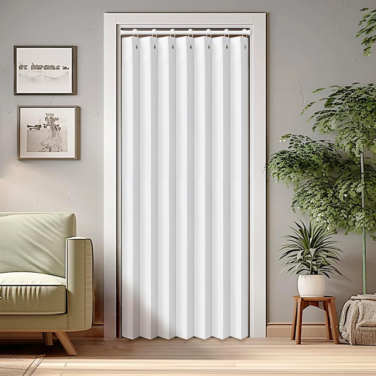 1Panel, Privacy Curtains for Bedroom and Living Room, Crumpled Drape Partition Curtain Door Curtain, Top Punching, Modern Kitchen and Restaurant