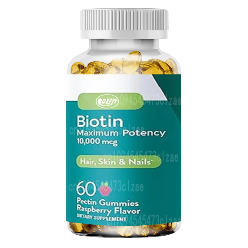 Gomitas de biotina - Vitamina B7- Complementos dietéticos, vegetarianos- Adecuado para adultos, adolescentes y niños - Sabor frambuesa