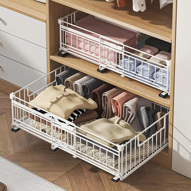 Organizzatore per armadietti da cucina, espandibile e a scomparsa – ripiano a cassetto scorrevole, senza necessità di fori, scorrimento silenzioso, facile da installare, adatto per dispensa,