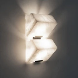 Natural Stone LED Wall Lamp Dropshipping Black Metal Three-dimensional Triangle For Foyer Bedroom Restaurant  Aisle Sconce