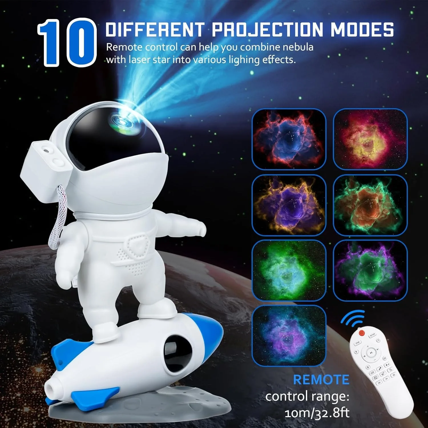 Astronaut Galaxy Projetor para quarto, projetor de estrela, lâmpada lunar, espaço LED, Nebula Night Light para crianças, adolescentes, meninos, adulto