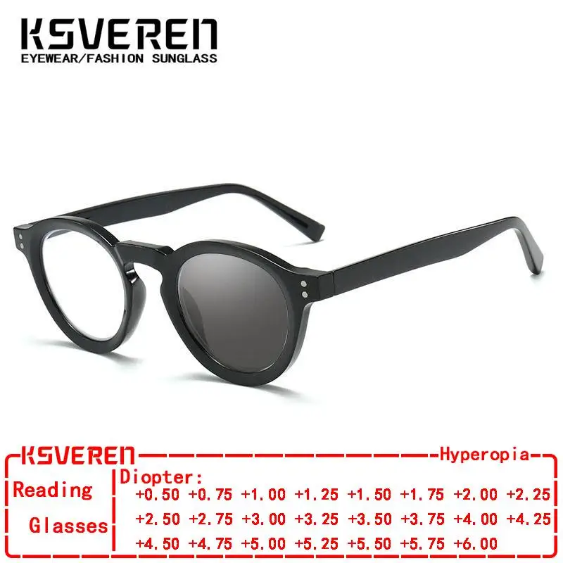 

KSVEREN Photochromic Reading Glasses for Men And Women Trendy Presbyopic Prescription Optical Glasses with Frame